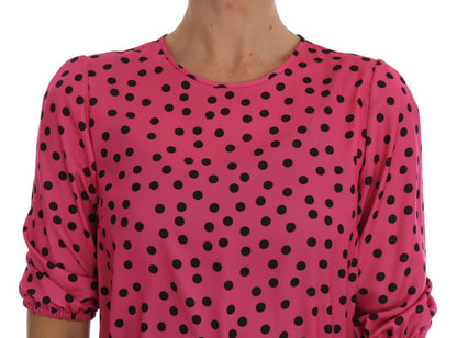 Blouse en soie rose à pois