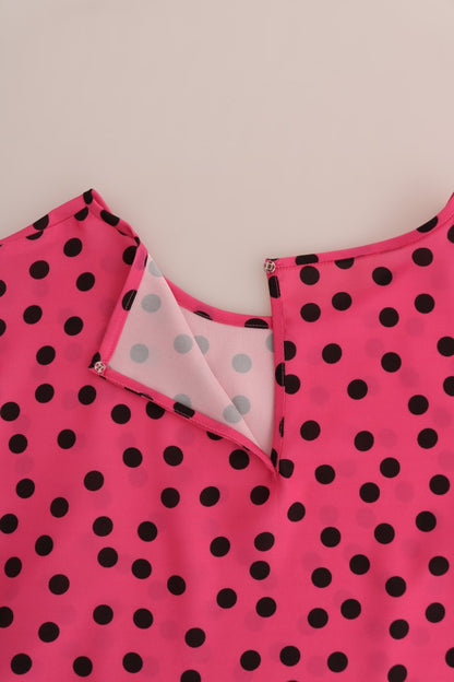 Blouse en soie rose à pois