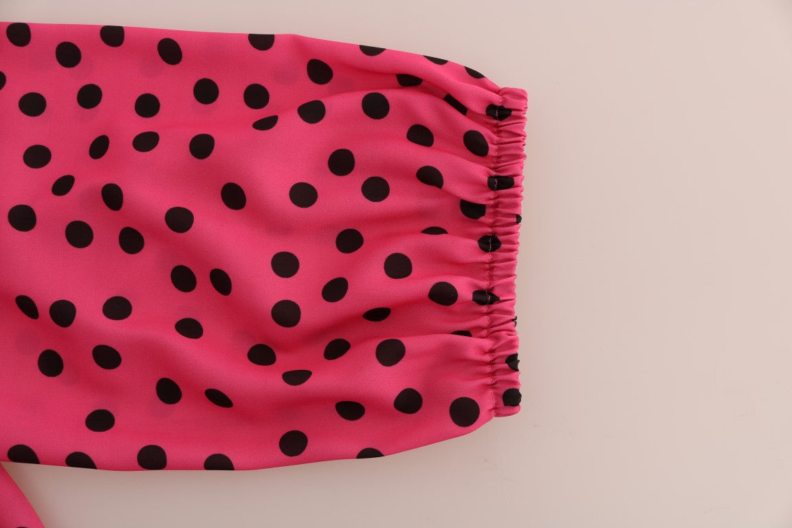 Blouse en soie rose à pois