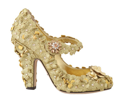 Dolce &amp; Gabbana – Pumps mit goldenen Blumen und Kristallen