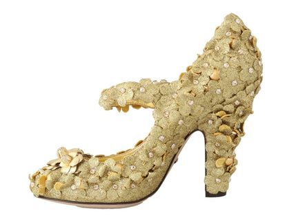 Dolce &amp; Gabbana – Pumps mit goldenen Blumen und Kristallen