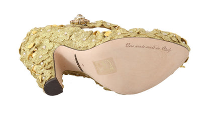 Dolce &amp; Gabbana – Pumps mit goldenen Blumen und Kristallen