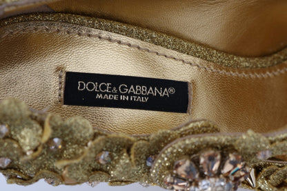 Dolce &amp; Gabbana – Pumps mit goldenen Blumen und Kristallen