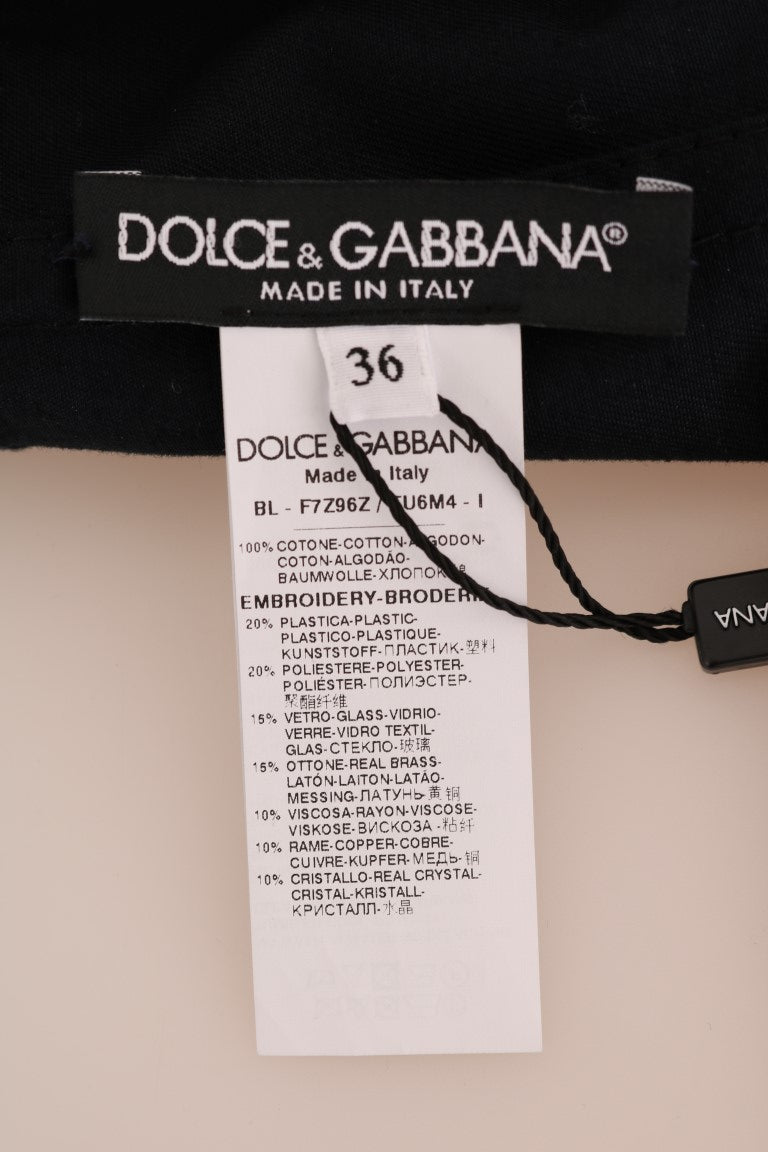 Dolce &amp; Gabbana – Verzauberter Mantel in Blau mit Kristallstickereien