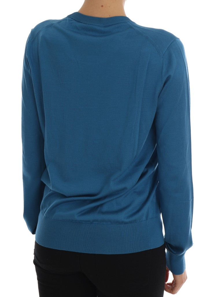 Maglione pullover in seta blu Love is