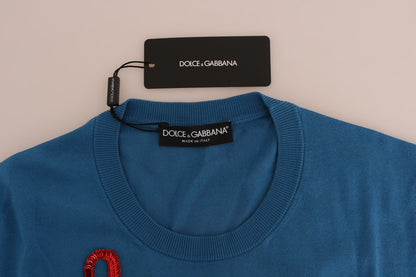 Maglione pullover in seta blu Love is