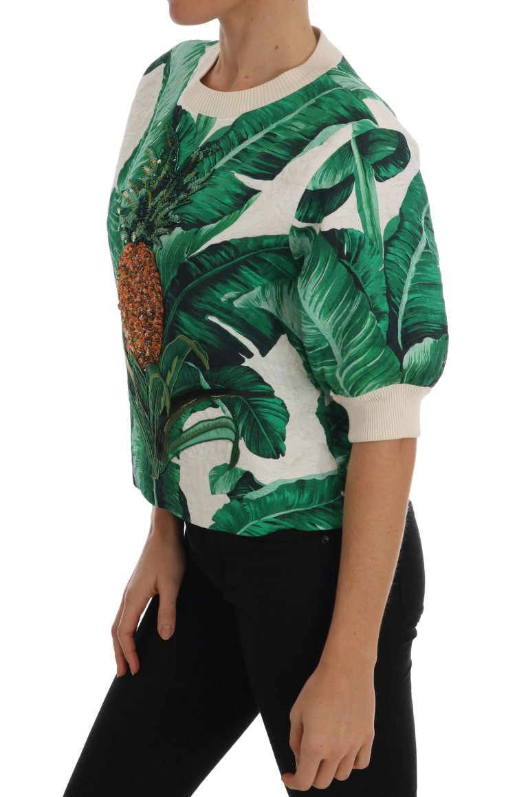 Dolce &amp; Gabbana Pullover mit tropischen Pailletten - Lush Greenery Edition