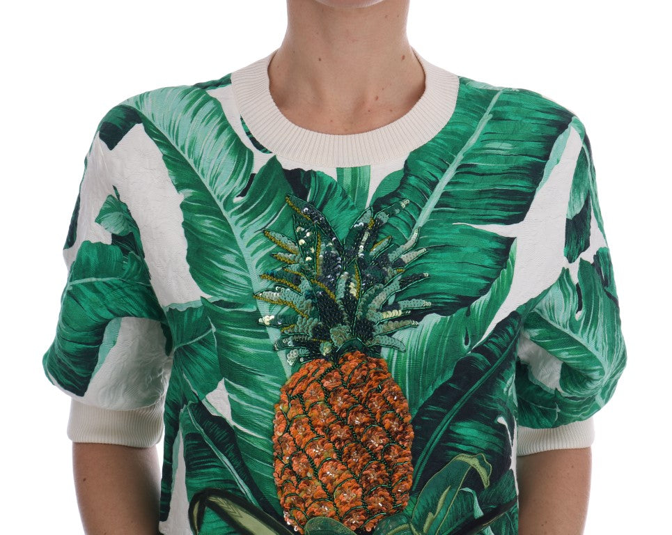 Dolce &amp; Gabbana Pullover mit tropischen Pailletten - Lush Greenery Edition