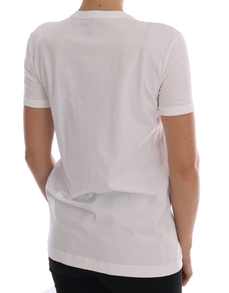 T-shirt in cotone bianco con fiaba