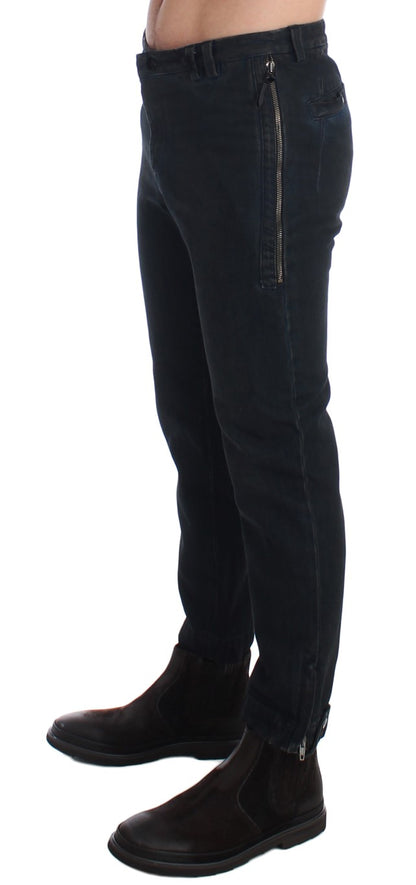 Jeans in denim con pantaloni slim in cotone blu