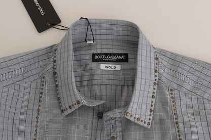 Camicia slim fit in cotone ORO con motivo check grigio