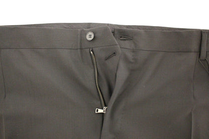 Pantaloni a pieghe stretch in lana nera