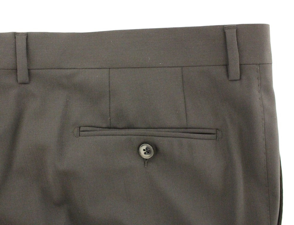 Pantaloni a pieghe stretch in lana nera