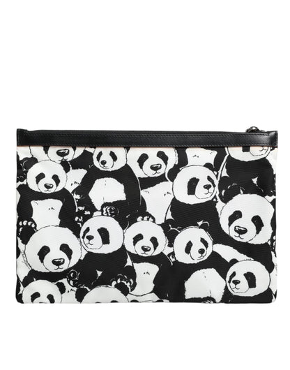 Dolce &amp; Gabbana – Clutch mit Panda-Muster in Schwarz und Weiß