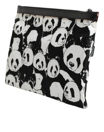 Dolce &amp; Gabbana – Clutch mit Panda-Muster in Schwarz und Weiß