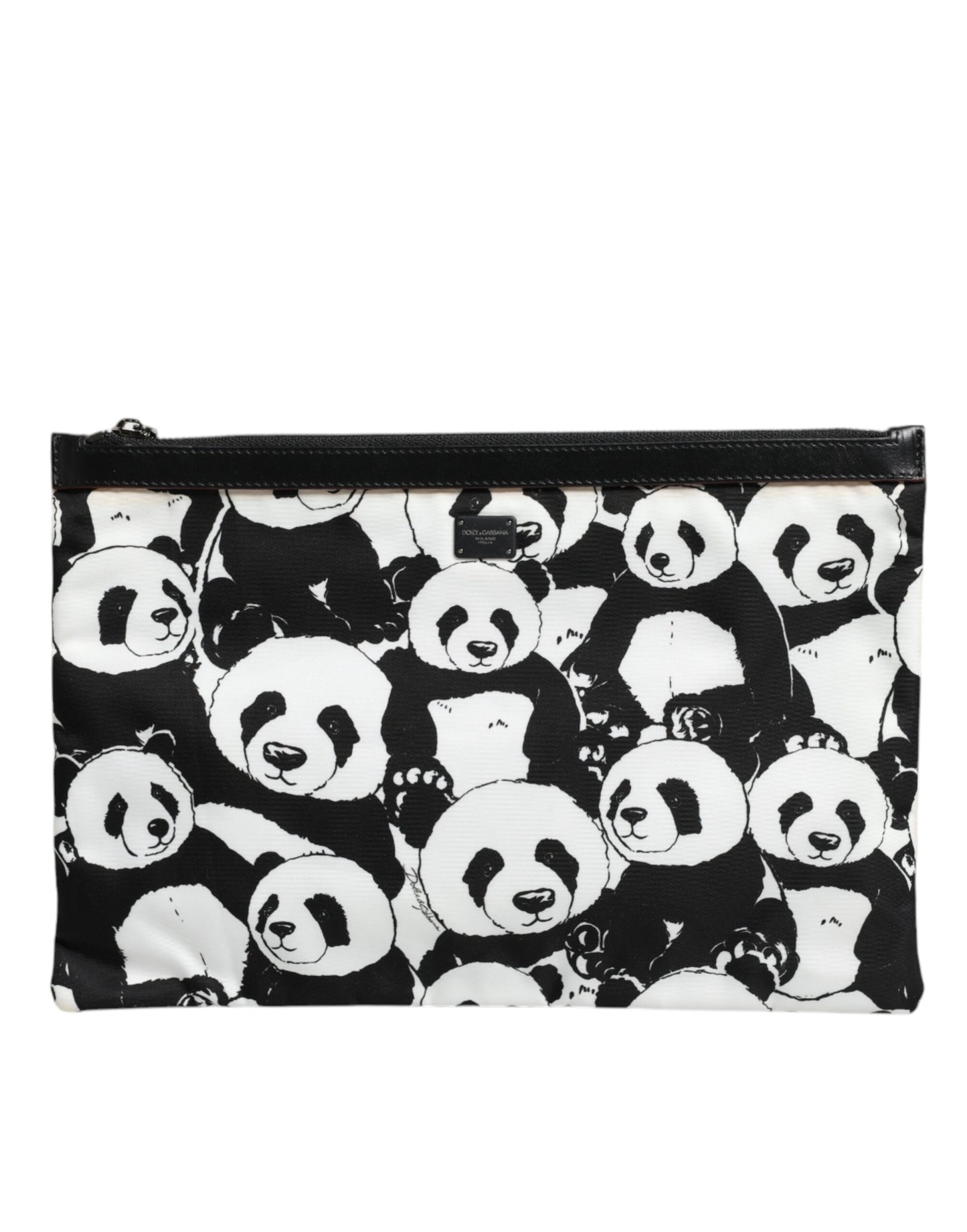 Dolce &amp; Gabbana – Clutch mit Panda-Muster in Schwarz und Weiß