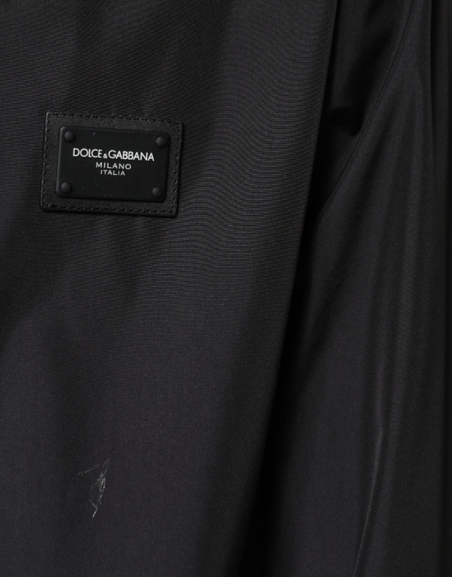 Dolce &amp; Gabbana Schwarze Polyesterjacke mit Kapuze und durchgehendem Reißverschluss für Herren