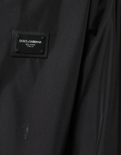 Dolce &amp; Gabbana Schwarze Polyesterjacke mit Kapuze und durchgehendem Reißverschluss für Herren