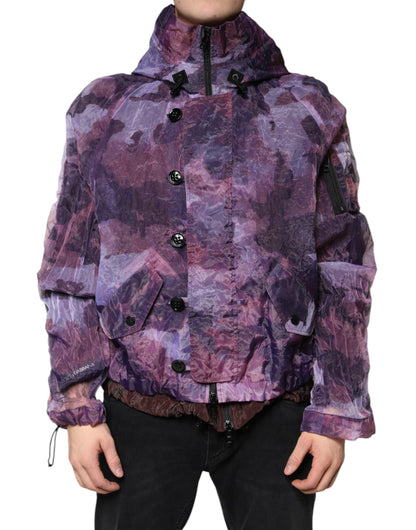 Dolce &amp; Gabbana Lila Camouflage Blousonjacke mit Kapuze für Herren