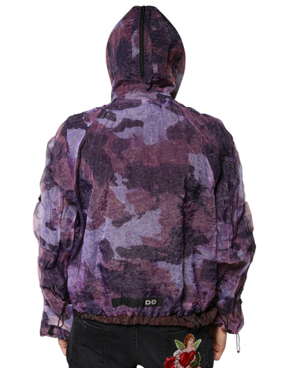 Dolce &amp; Gabbana Lila Camouflage Blousonjacke mit Kapuze für Herren