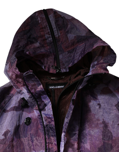 Dolce & Gabbana Purple Camouflage Hooded Men Blouson Jacket