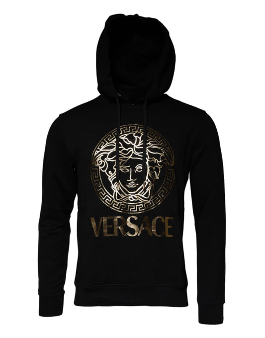 Versace – Schwarzer Medusa-Kapuzenpullover aus Baumwolle