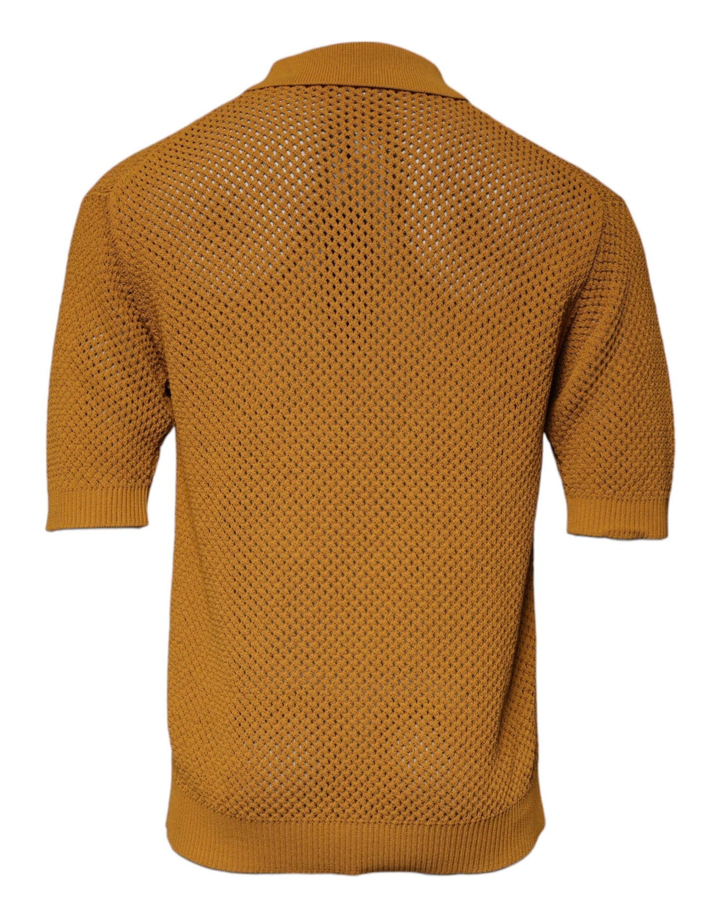 Dolce & Gabbana Brown Perforated Collared Short Sleeves T-shirt