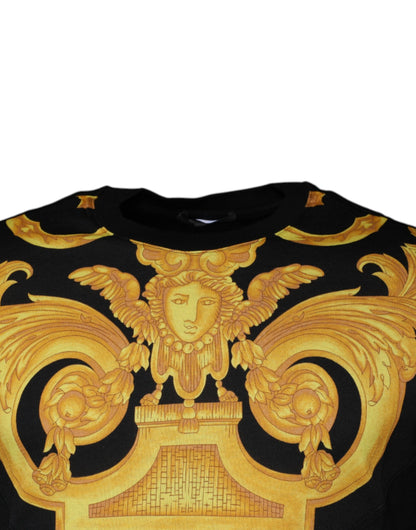 Versace – Schwarzes Baumwoll-T-Shirt mit Rundhalsausschnitt und Medusa-Print