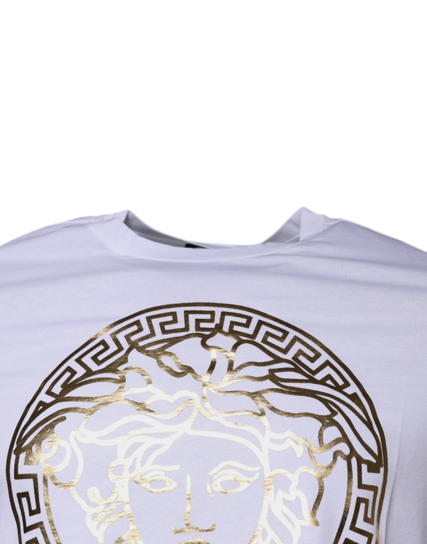 Versace – Weißes Baumwoll-T-Shirt mit Rundhalsausschnitt und Medusa-Print