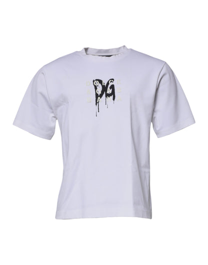 Dolce & Gabbana White DG Logo Crew Neck Short Sleeve T-shirt