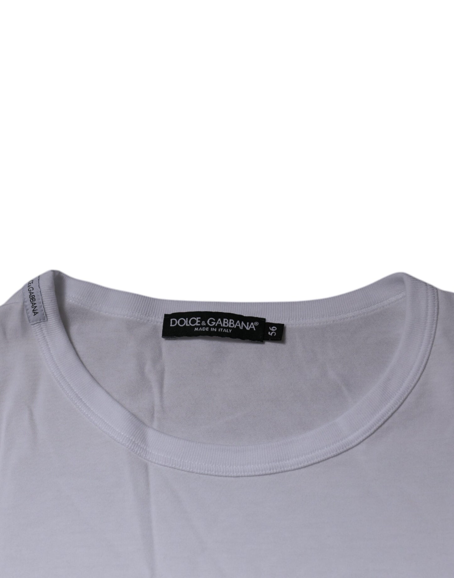 Dolce & Gabbana White DG Embroidery Cotton Crew Neck T-shirt