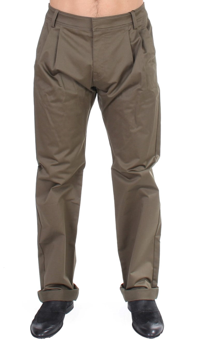 Pantaloni comfort fit in cotone elasticizzato verde