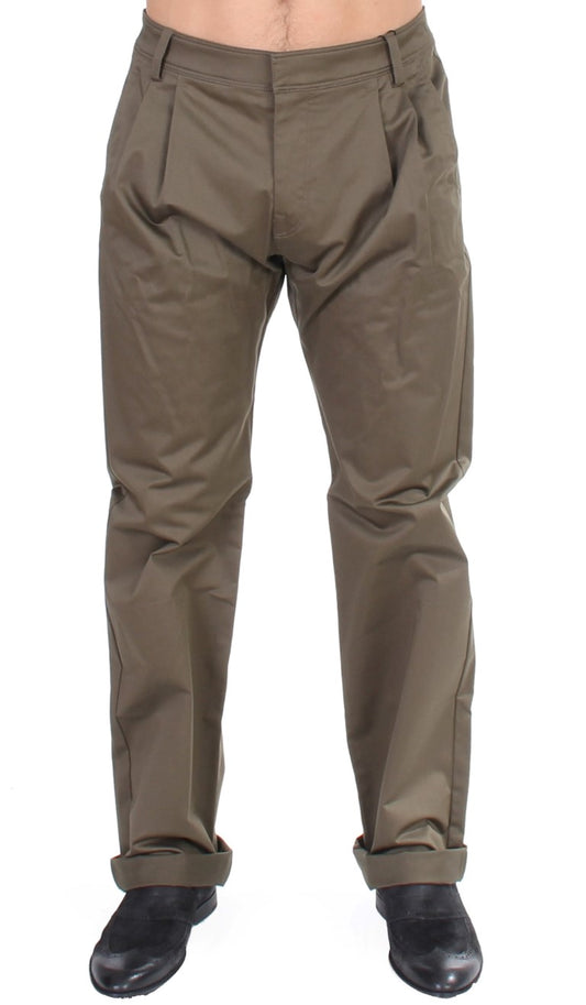 Pantalon coupe confort en coton stretch vert