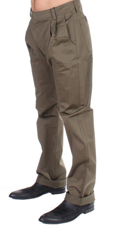 Pantaloni comfort fit in cotone elasticizzato verde