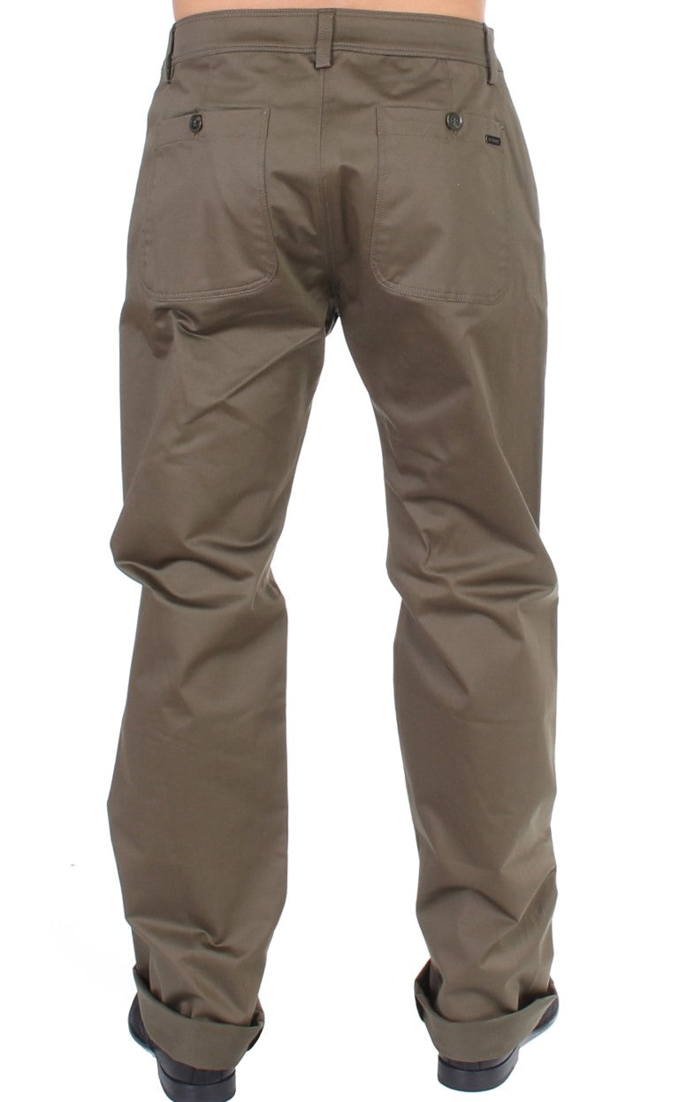 Pantaloni comfort fit in cotone elasticizzato verde