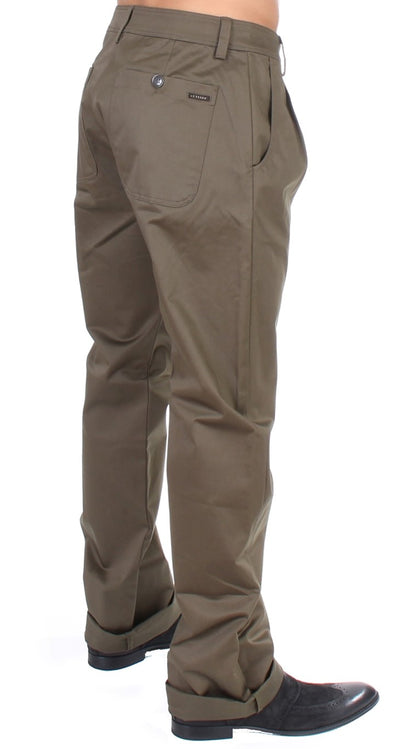 Pantaloni comfort fit in cotone elasticizzato verde