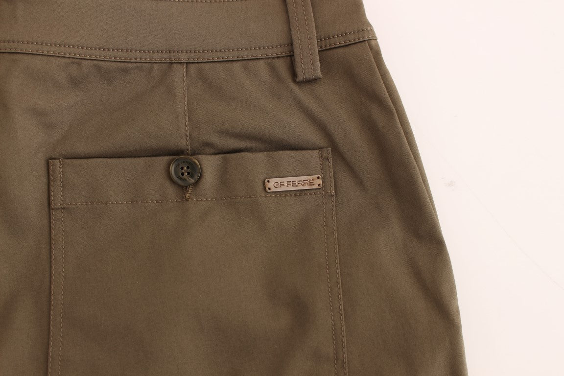 Pantaloni comfort fit in cotone elasticizzato verde