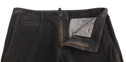 Pantaloni dalla vestibilità dritta in cotone di velluto a coste nero