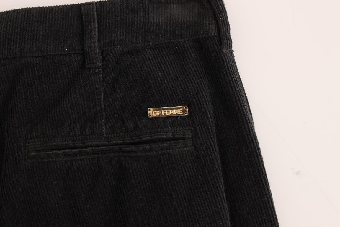 Pantaloni dalla vestibilità dritta in cotone di velluto a coste nero