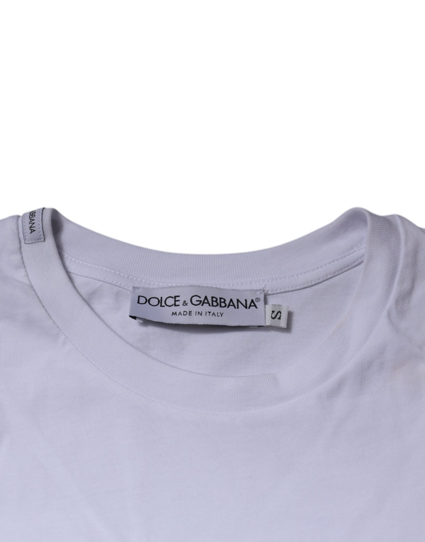 Dolce &amp; Gabbana – Weißes T-Shirt aus Baumwolle mit Rundhalsausschnitt und DG-Logo