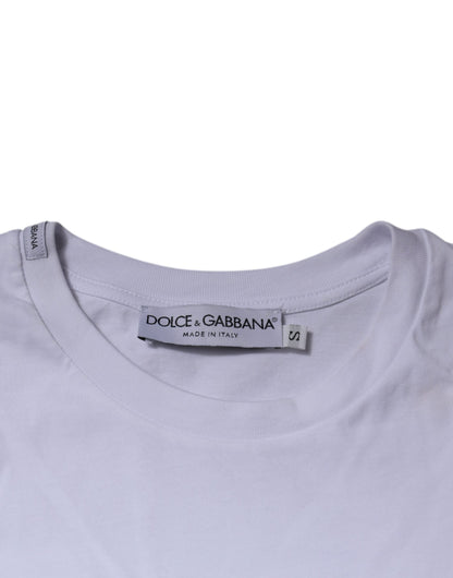 Dolce &amp; Gabbana – Weißes T-Shirt aus Baumwolle mit Rundhalsausschnitt und DG-Logo