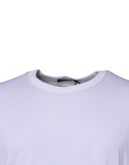 Dolce & Gabbana White Cotton Crew Neck Short Sleeve T-shirt