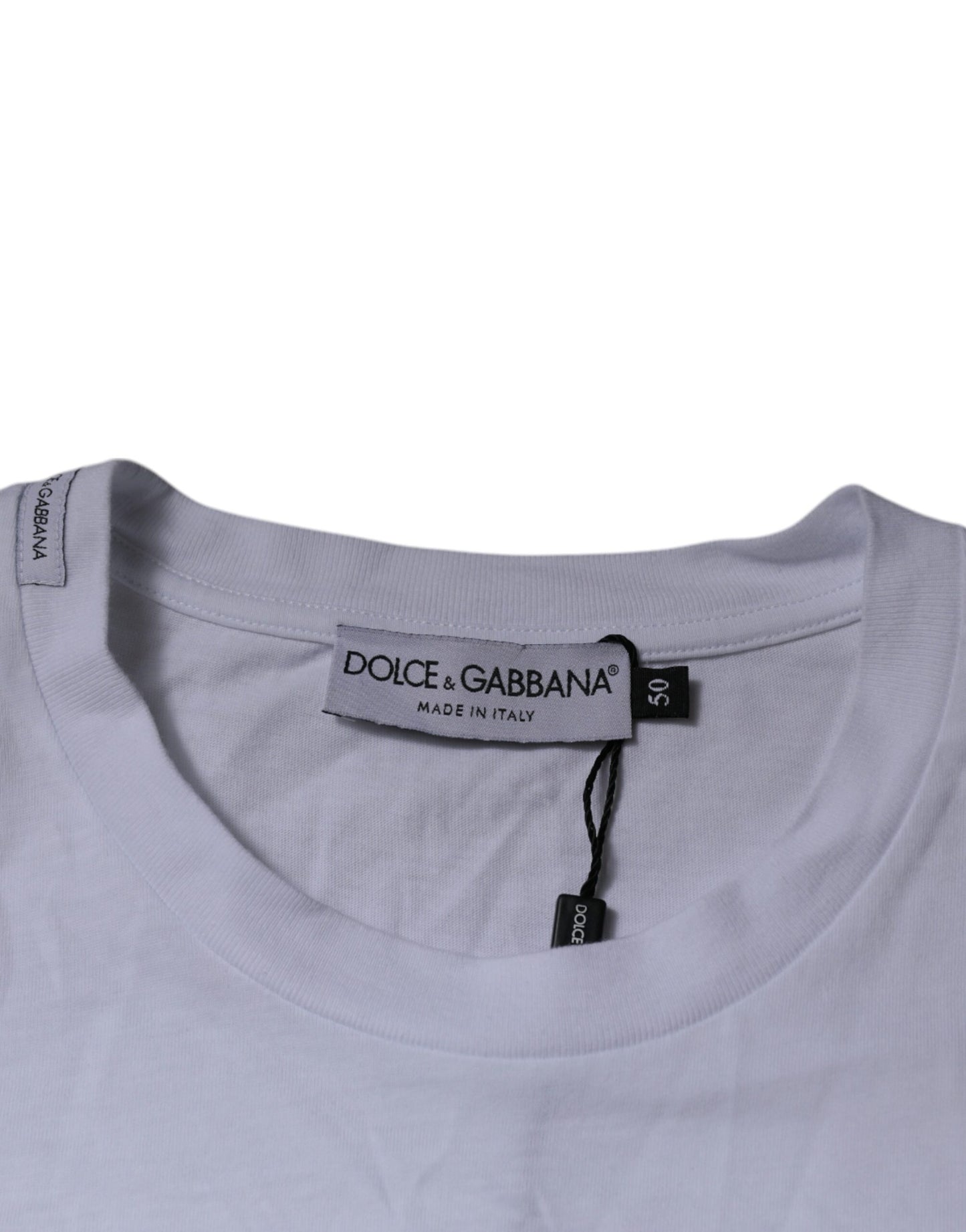 Dolce &amp; Gabbana – Weißes T-Shirt aus Baumwolle mit Rundhalsausschnitt und DG-Logo