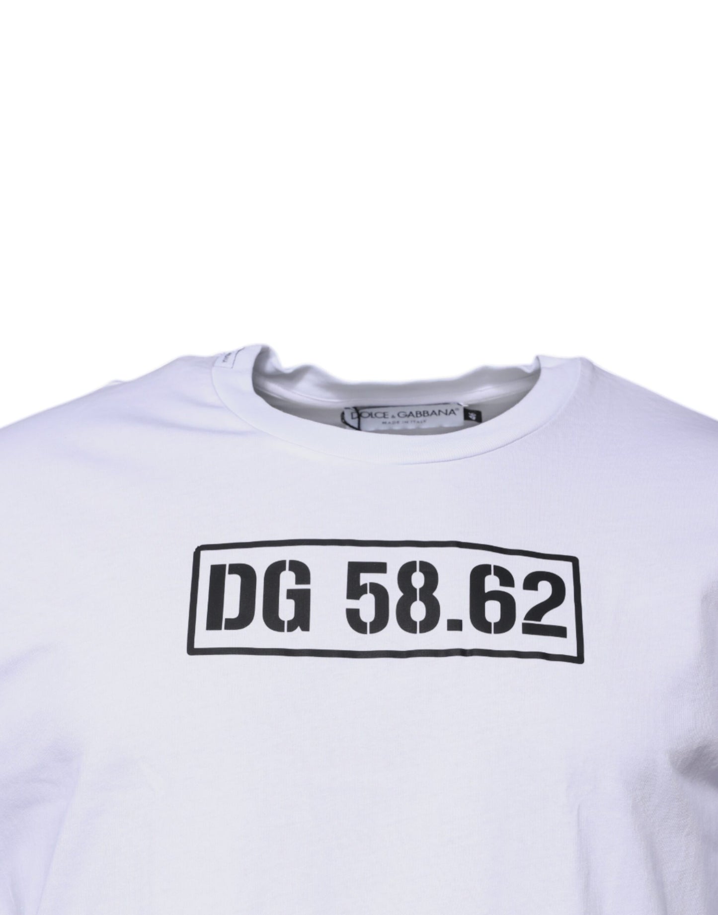 Dolce &amp; Gabbana – Weißes T-Shirt aus Baumwolle mit Rundhalsausschnitt und DG-Logo