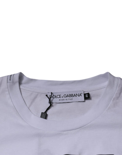 Dolce &amp; Gabbana – Weißes T-Shirt aus Baumwolle mit Rundhalsausschnitt und DG-Logo