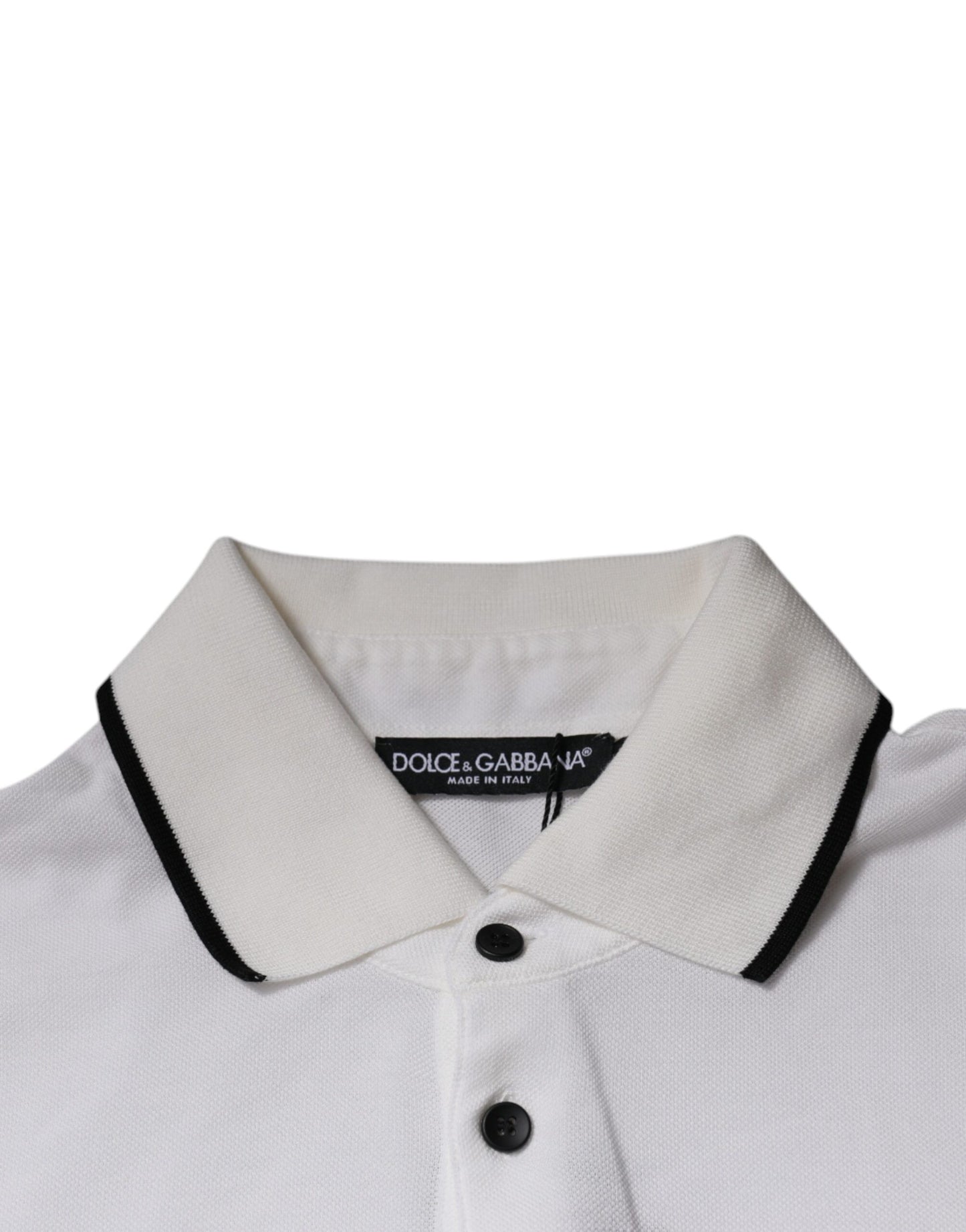 Dolce &amp; Gabbana – Polo-T-Shirt aus Baumwolle mit Kragen und Krone in Off-White