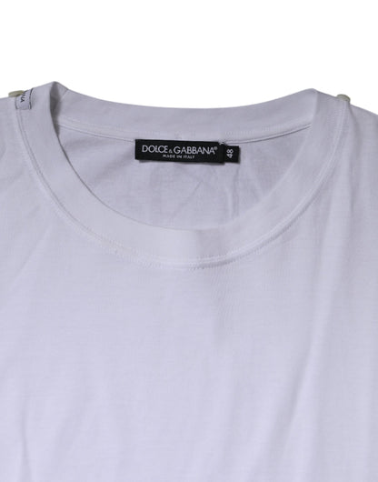 Dolce &amp; Gabbana – Weißes T-Shirt aus Baumwolle mit Rundhalsausschnitt und kurzen Ärmeln