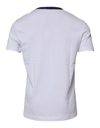 Dolce & Gabbana White Graphic Print Cotton Crew Neck T-shirt