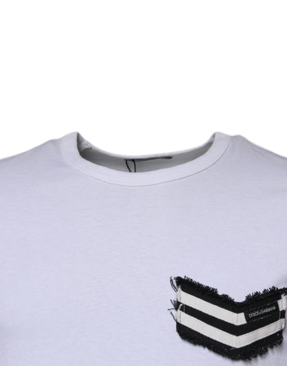 Dolce & Gabbana White Stripes Crew Neck Short Sleeves T-shirt