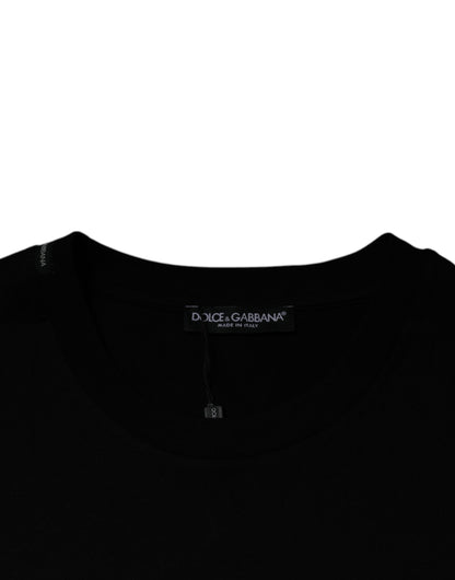 Dolce &amp; Gabbana – Schwarzes, kurzärmliges T-Shirt mit Rundhalsausschnitt